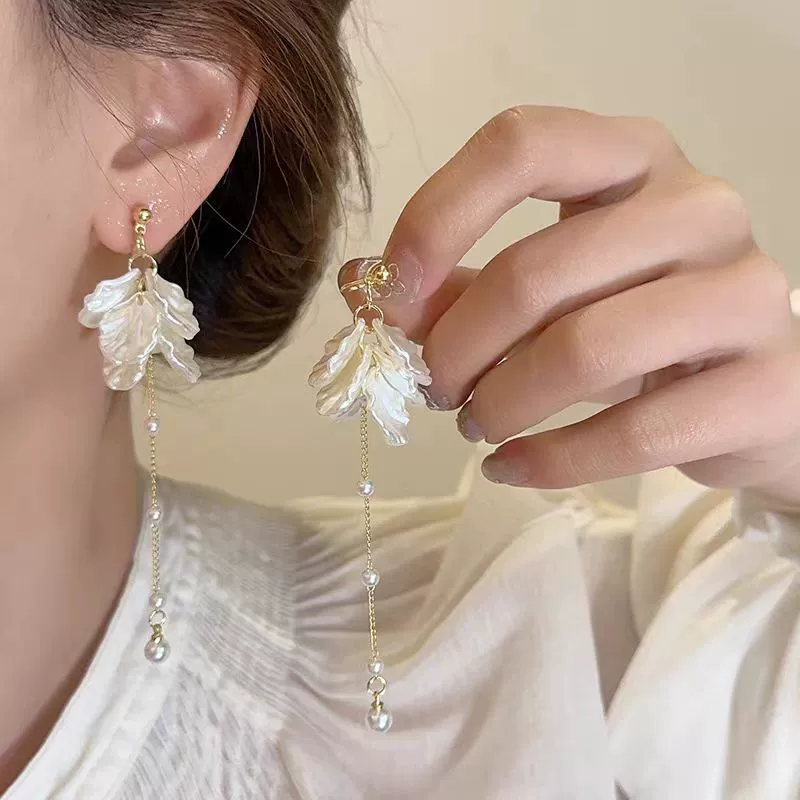 Заушные серьги из жемчуга, мушковая бусинка, серьги без прокола, французский стиль, легкая роскошь, стиль высокого качества