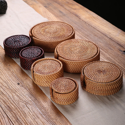 Vietnam Rattan Coaster Insulation pad Pot mat Bowls mat non-slip mat Pot mat plate Cup holder suit Tea ceremony