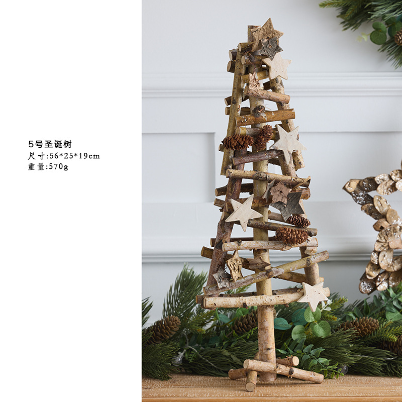 Navidad nueva estrella de cinco puntos colgante decoración navideña ventana del centro comercial colgante de madera colgante estrella hotel