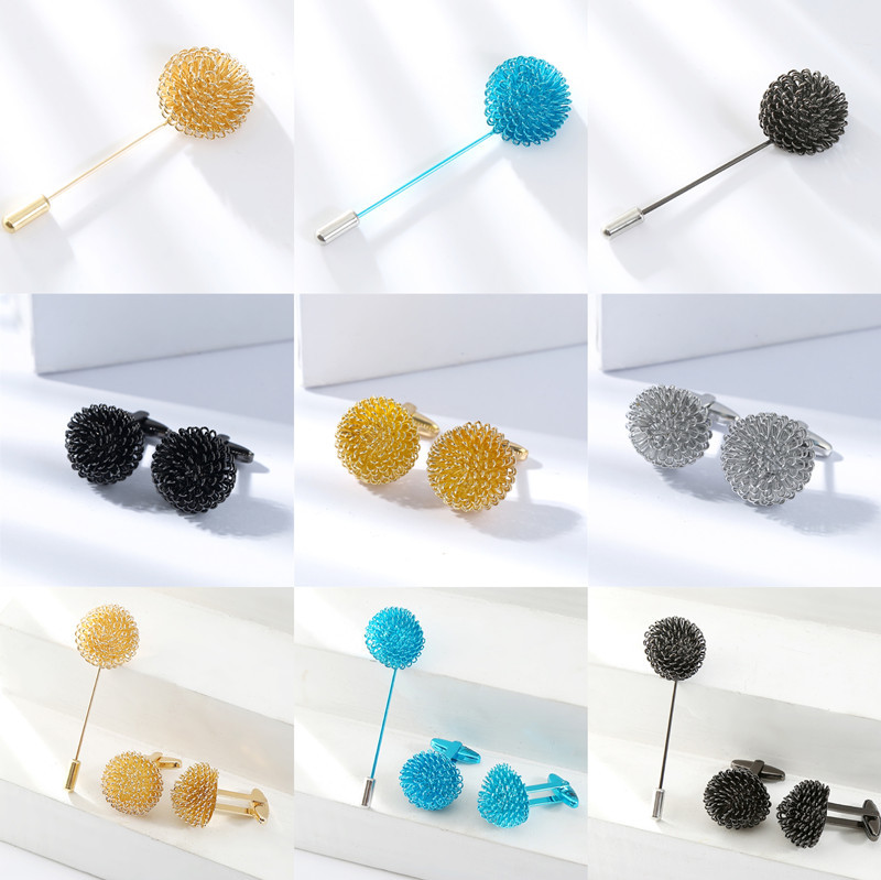 Men's Flower Cuff Nail French Shirt All-match Fashion Bayberry Ball Round Flower Cufflinks