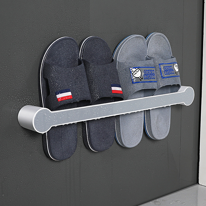 Estante para zapatillas, estante de almacenamiento para lavabo de baño, estante de pared para baño, toallero, tipo ventosa sin taladro.