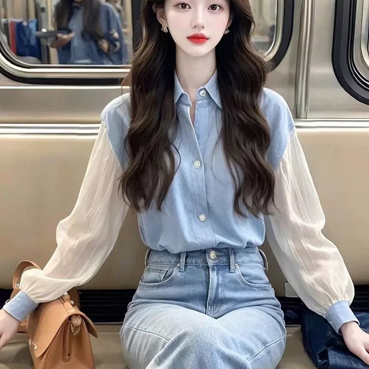 韩版轻熟气质冷淡系高级感上衣秋季时尚百搭显瘦遮肚子长袖衬衫|undefined