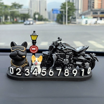 car phone number sign, personalized Nömrəli dayanma kartı - black-french-bulldog-streetlight-corgi-cruise-black-3d-o-style