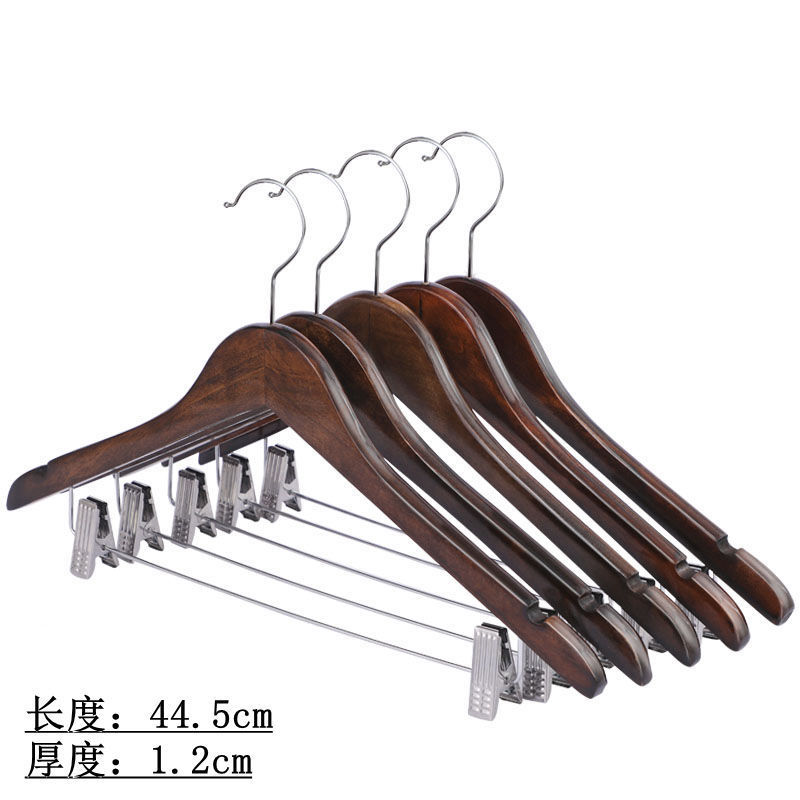 Percha de ropa de madera maciza tienda de ropa Hotel antideslizante percha de ropa de madera sin costura pantalones de madera rack pantalones clip al por mayor