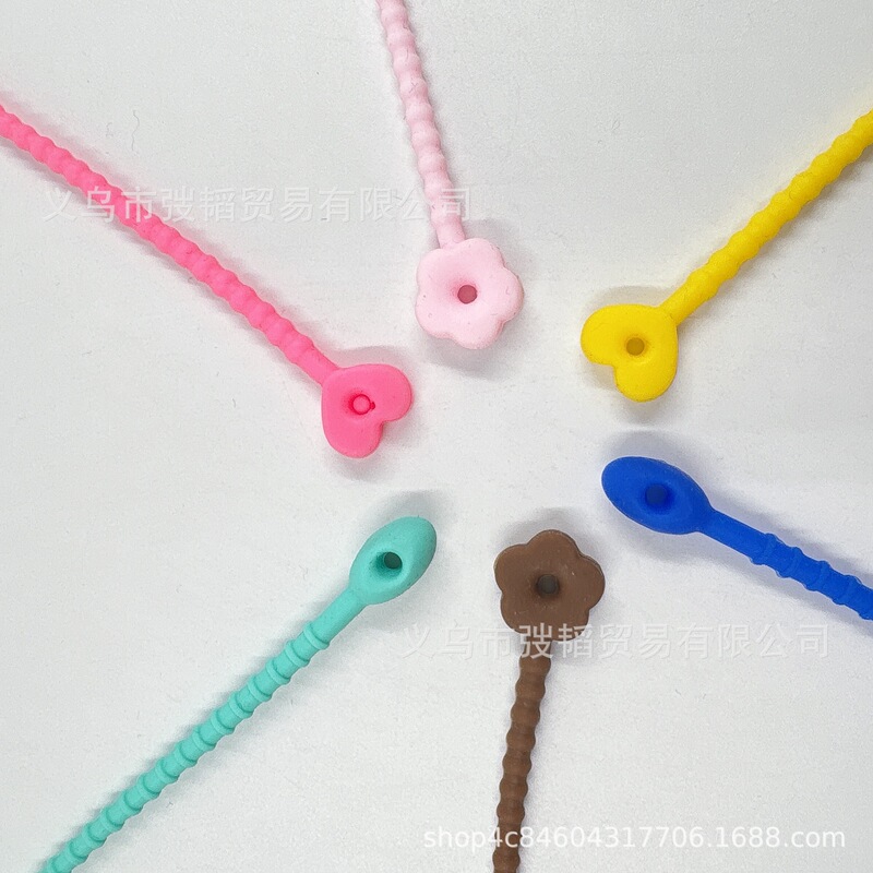 13cm Silicone Cable Tie Storage Data Line Rainbow Trapped Rope with Dripping Glue DIY Accessories Luggage Line Strap