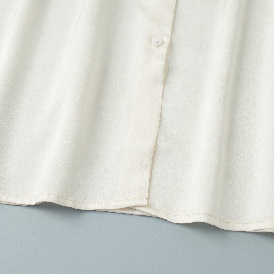 Bộ đồ ngủ dài tay dài quần viền bèo nhún phong cách Âu Mỹ, áo cardigan cài nút — Màu be chi tiết 11