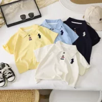 Мальчик POLO рубашка летняя новая вышивка детское повседневное лацканье детская футболка с короткими рукавами 2025 летняя детская одежда