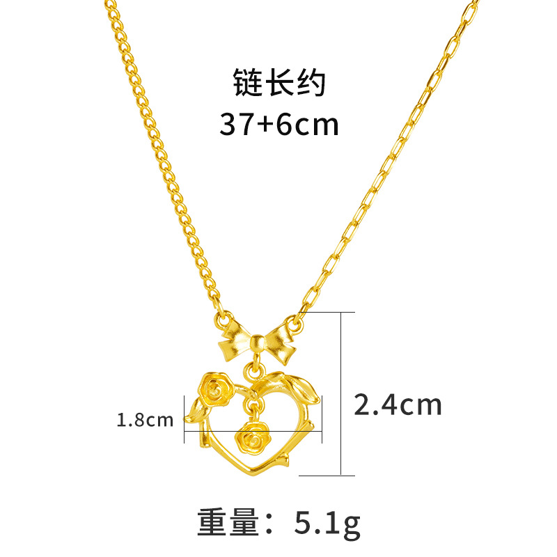 Corazón arco collar Rosa vid Vietnam arena joyería de oro estilo nacional accesorios a juego retro dulce suministro