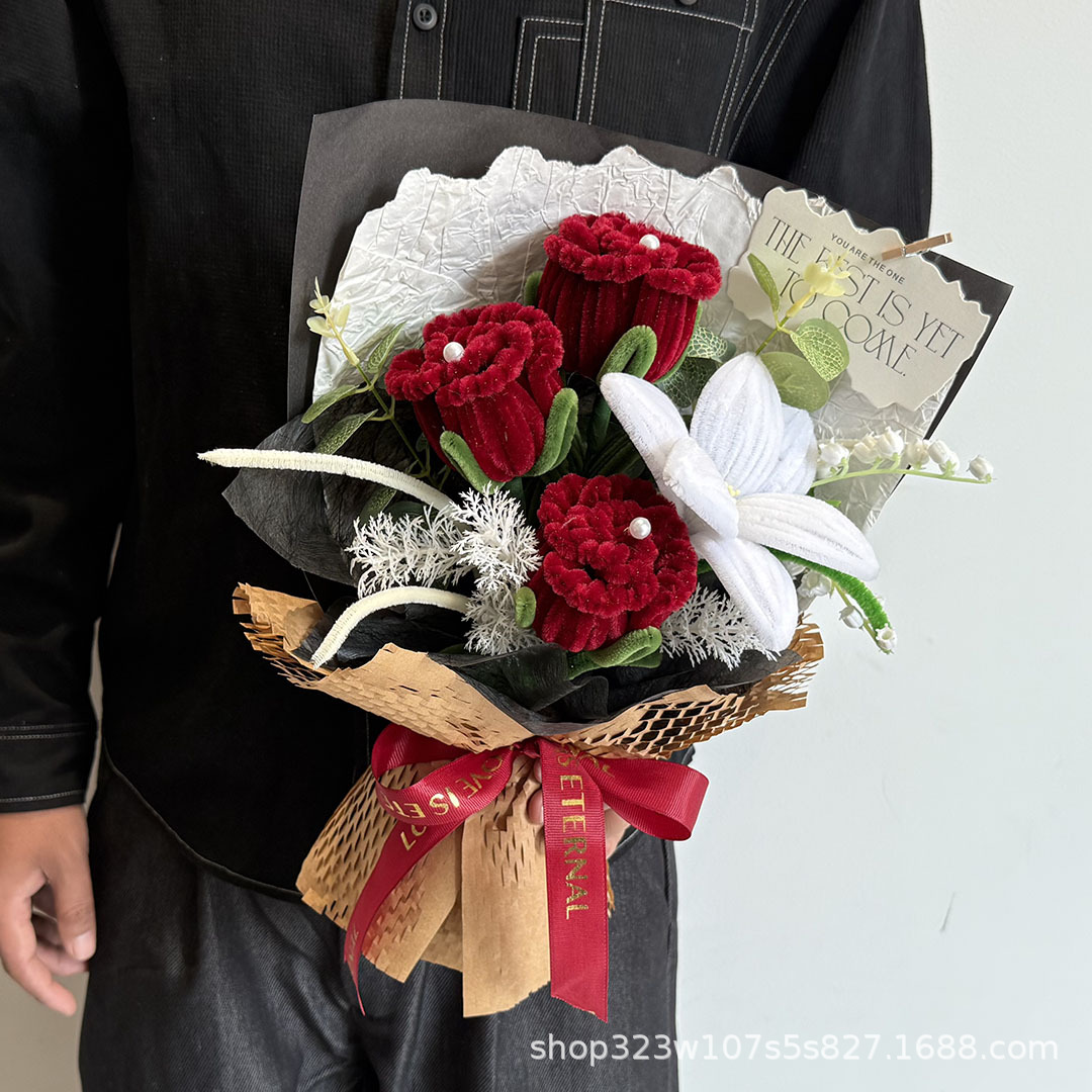 成品手工扭扭棒玫瑰花束永生花送女友闺蜜毕业情人节 女孩生日礼