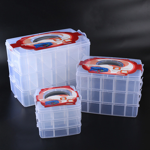 Multi-compartment removable compartment transparent plastic packaging box jewelry box component parts box desktop storage box