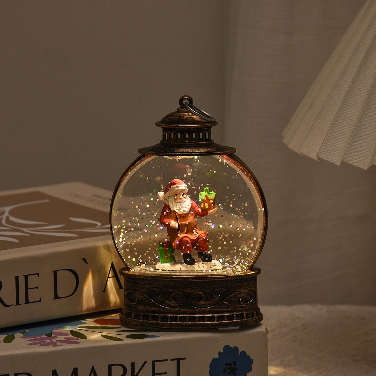 Decoración de Navidad luminosa interior nieve lámpara de viento regalo de Navidad mano regalo de Santa inyección de agua lámpara de noche