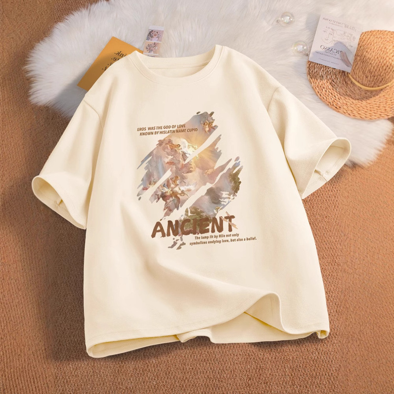 Pure Cotton Short-sleeved T-shirt Women's Summer 2025 New Women's Summer Half-sleeved T-shirt Summer Women's Jacket Wide Pine Summer