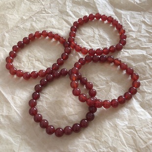 Natural Jam Red Agate Bracelet 8 Round Beads Single Circle Zodiac Year Red Agate Natural Bracelet