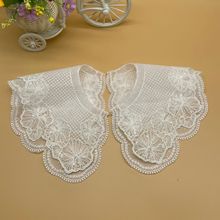 电脑绣花毛线假领大衣外套领花欧根纱刺绣圆领搭配外贸服装辅料