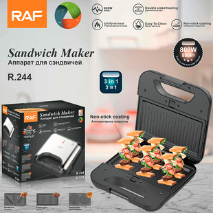 Raf European Standard Multifunctional Breakfast Machine Sandwich Machine Waffle Machine Three-In-One Steak Machine Toast Cross-Border