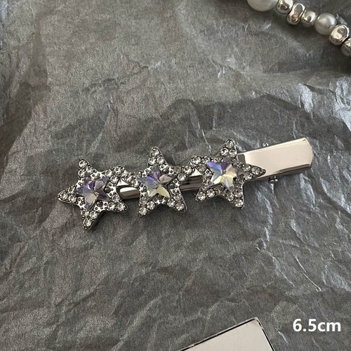 Y2K dopamine pink rhinestone metal star hairpin clip side clip girl bangs clip hair accessories headdress