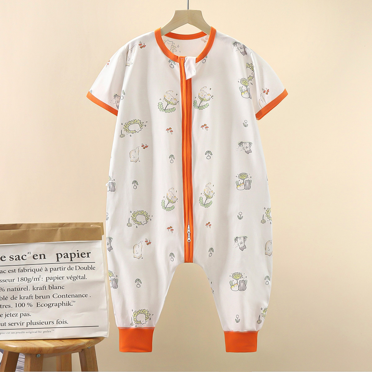 Pure cotton short-sleeved sleeping bag-cute cat