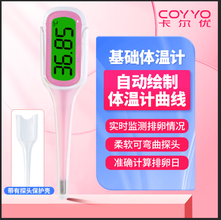 Soft-Head Pregnancy Thermometer with Extra-Large Screen and Ultra-High Resolution 0.01 for Measuring Basal Body Temperature for Pregnancy and Contraception