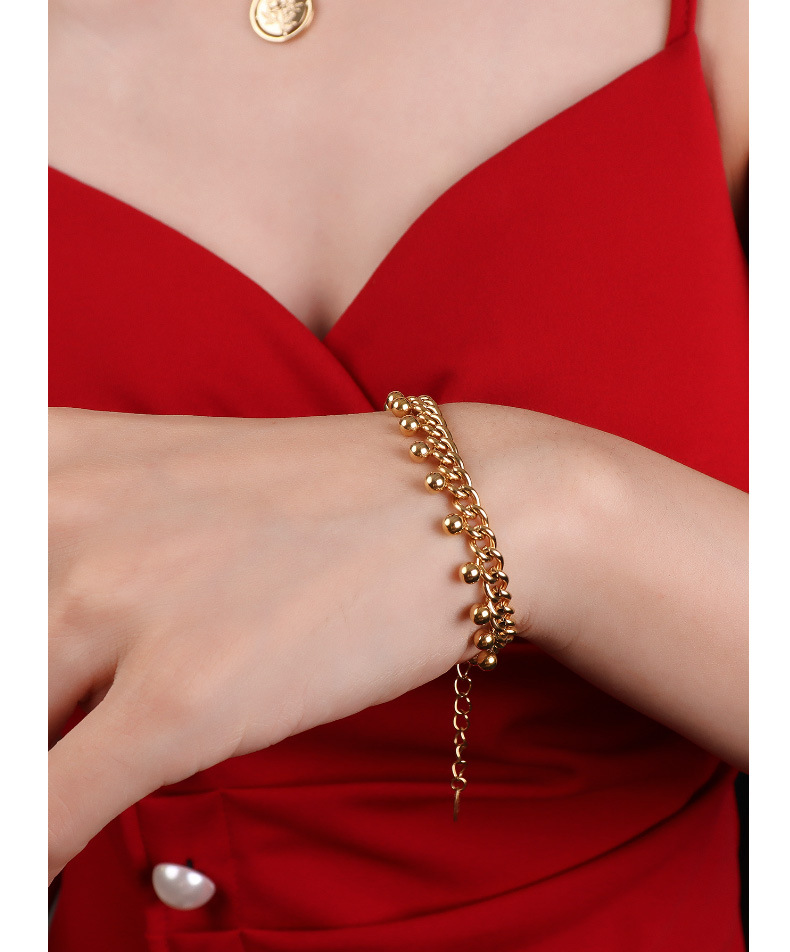 Einfache Kette Kleine Stahlkugel Titanstahl Material 18k Vergoldetes Armband display picture 5