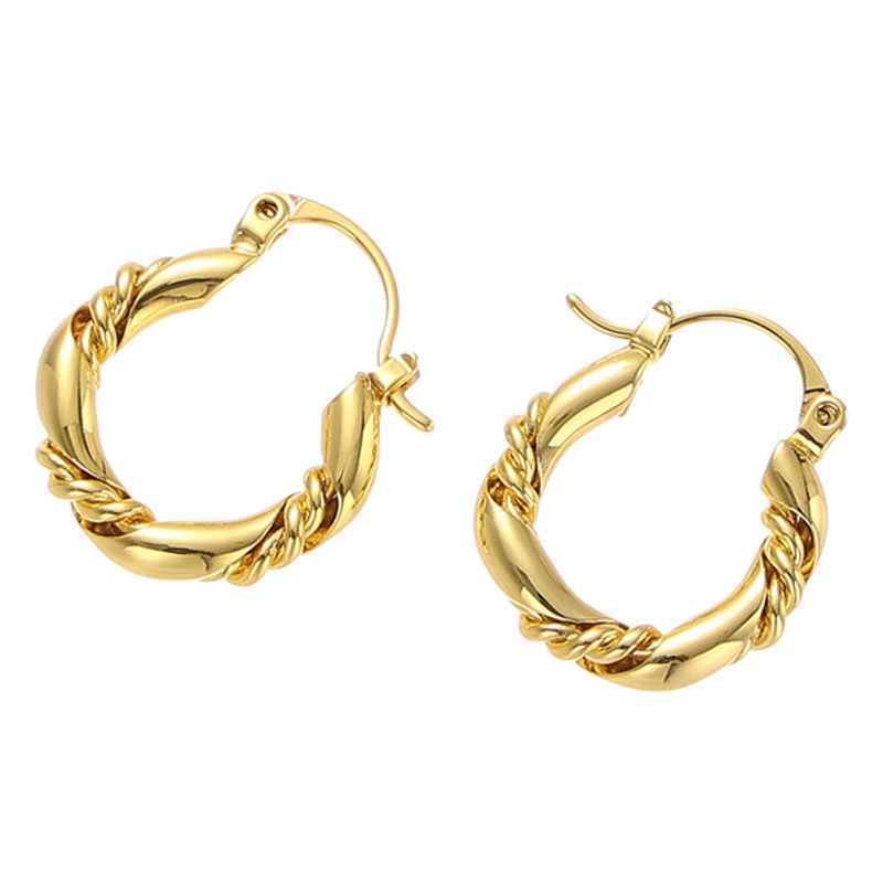 La moda europea y americana simple torcida oreja redonda hebilla nicho retro avanzada textura de metal nuevos pendientes accesorios de otoño e invierno