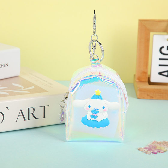 Korean style ins girl heart transparent jelly coin purse student portable mini key case cartoon cute coin bag