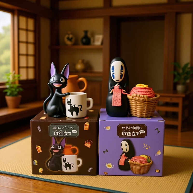 Hayao Miyazaki's Spirited Away Faceless Man, Witch, Little Black Cat Pen Holder, Lipstick Stand, Desktop Decoration, Cat Blind Box Figurine Hayao Miyazaki's Spirited Away Faceless Man, Witch, Little Black Cat Pen Holder, Lipstick Stand, Desktop Decoration, Cat Blind Box Figurine