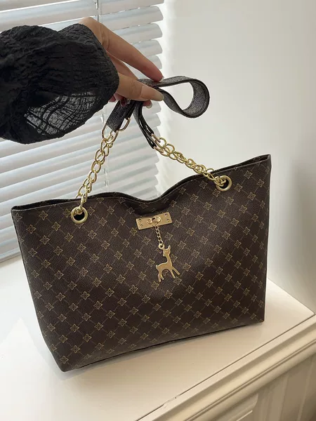 Casual Retro Large Capacity Tote Bag Women's 2023 New Popular Easiest for Match Deer Shoulder Bag Commuting Handbag