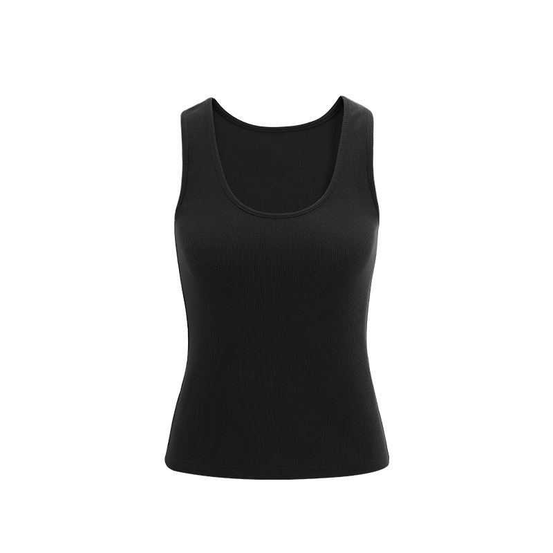 JIE ZHAN WOMEN'S | 高弾性糸入りUネックベスト25春夏無地高弾性スリムベーシックカジュアルサスペンダーボトリングシャツ|undefined