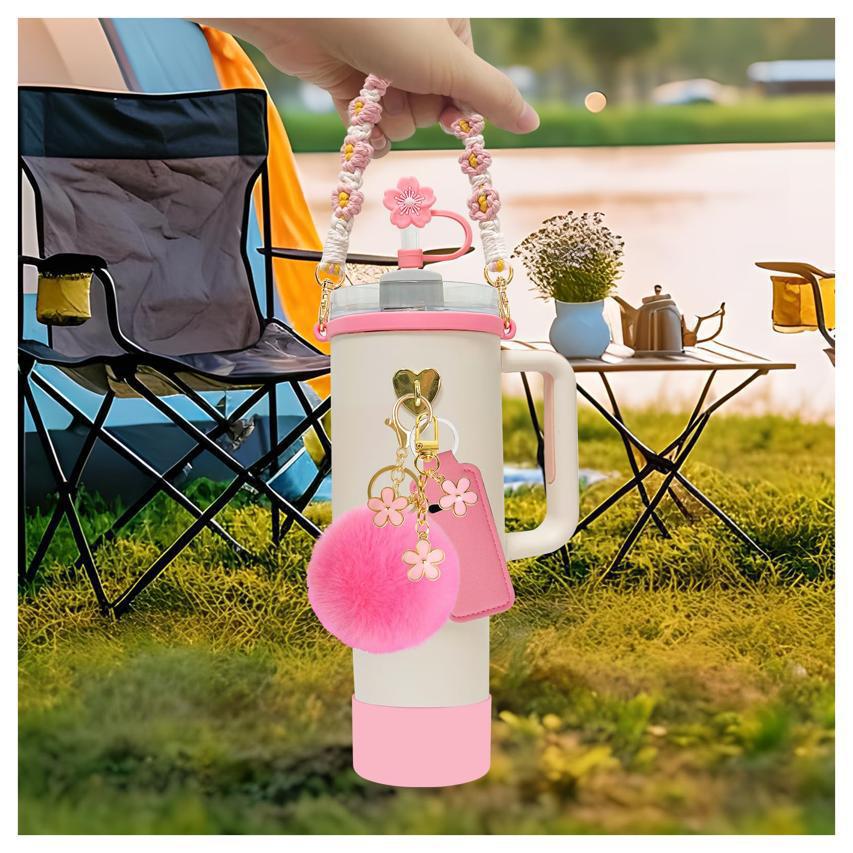 Pink Stanley Decoraciones Stanley Taza Accesorios Stanley Taza de vidrio de 30/40 onzas con asa