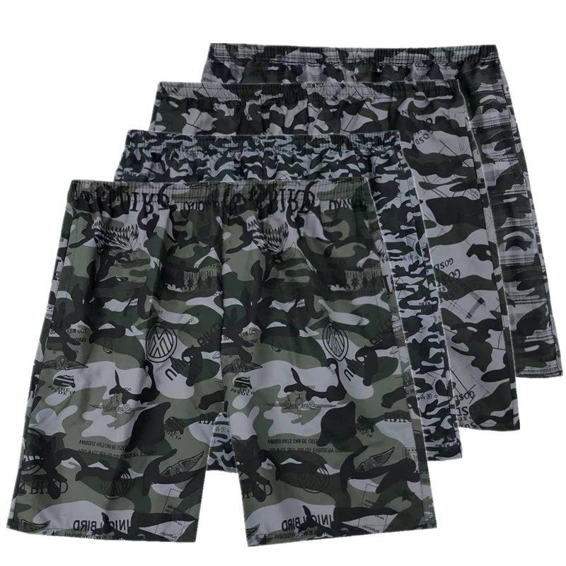 Новые летние камуфляжные шорты, Мужская Рабочая одежда для мужчин среднего и пожилого возраста, свободные шорты, мужские потертые пляжные брюки