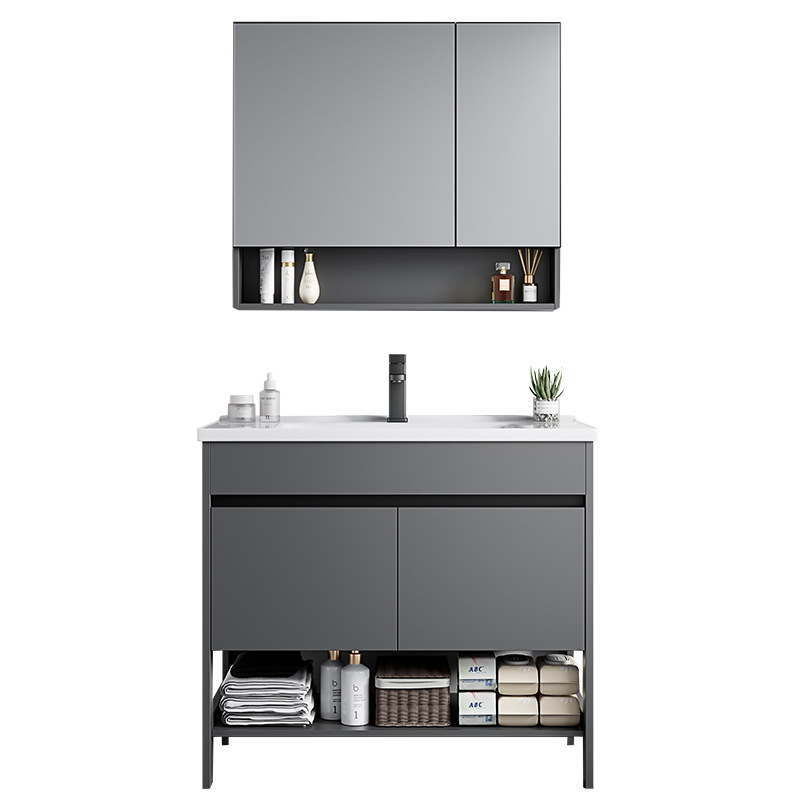 Espacio de aluminio sobre el suelo lavabo de lavabo de baño de combinación de armario de baño lavabo para el hogar lavabo de cerámica piscina de mesa de lavado integrada