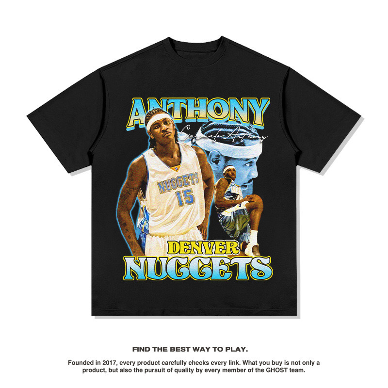 Antony American Star camiseta callejera hip-hop marca de tendencia impresión retro hacer viejos lavado pesado suelto mangas cortas image 7