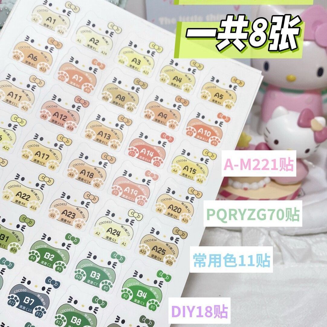 Own Factory】Cute Cartoon Big-Mouth Kt Cat Color-Coded Sticker Decals, Universal Adhesive Labels