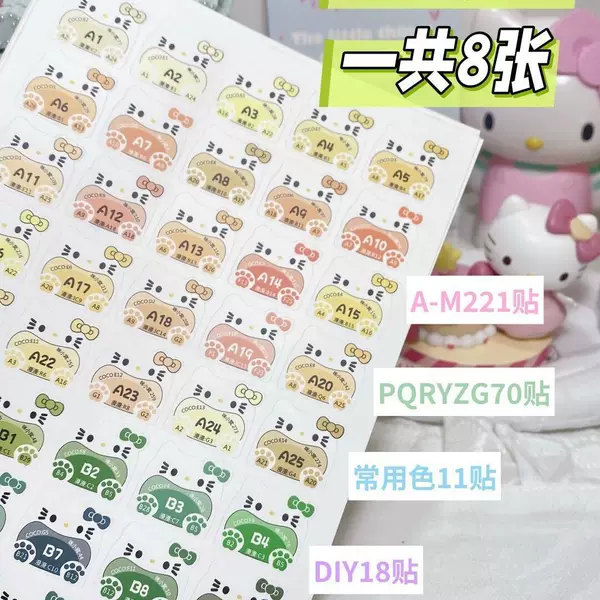 Own Factory】Cute Cartoon Big-Mouth Kt Cat Color-Coded Sticker Decals, Universal Adhesive Labels