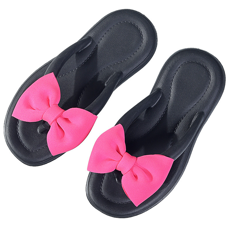 Zapatillas Eva desodorante zapatillas de suela gruesa sensación de caca zapatillas suaves casa playa bowknot flip flops en stock al por mayor