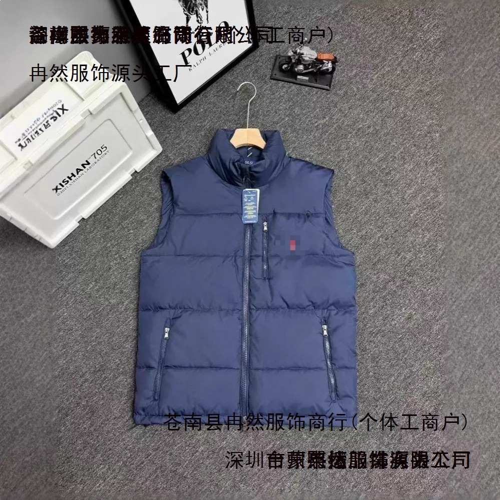 Cross-border high-quality American-style autumn and winter stand-up collar warm down vest with pony embroidery for men and women couples