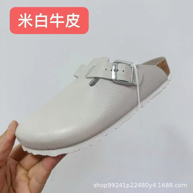 莞产勃肯鞋男鞋女鞋ins潮户外EVA软木底半包头平底休闲牛皮凉拖鞋|undefined