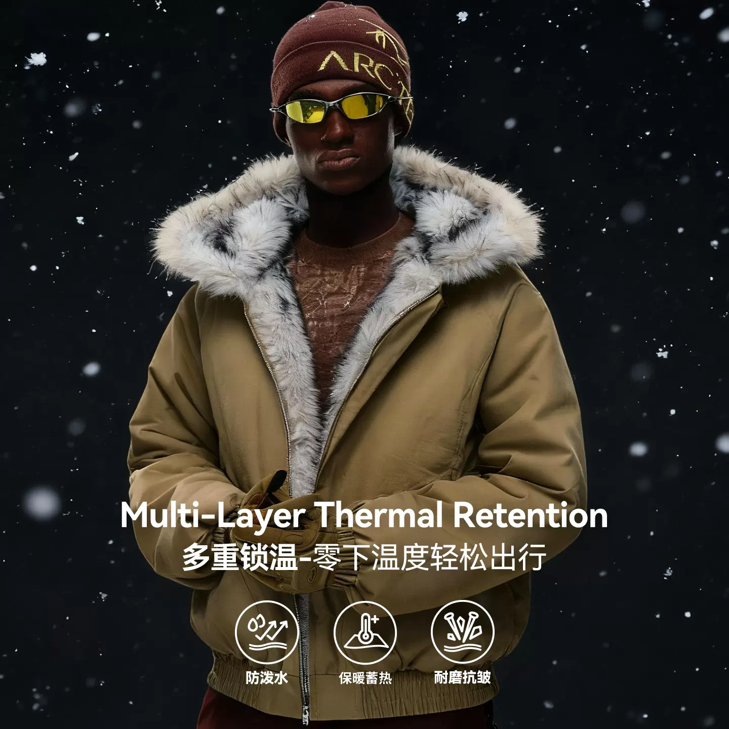 捷展男装|座山雕棉服外套25冬季新品防风防泼水连帽保暖夹克男