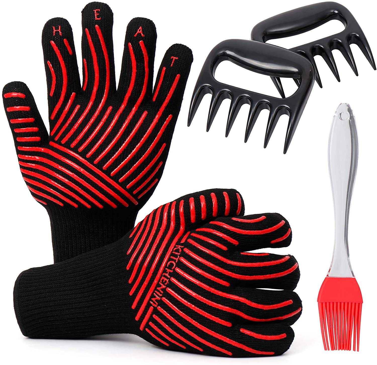 现货爆款耐高温800度阻燃防火硅胶烧烤烤箱微波炉隔热防烫手套