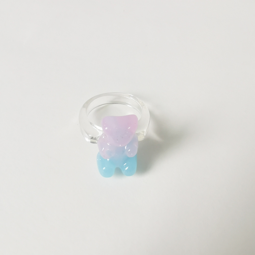 4g Weight Rings Classification 1 Piece Quantity Daily Occasion Acrylic Material Bear Pattern Women's Gender Cute Style Cute Bear Arylic Women's Rings 20