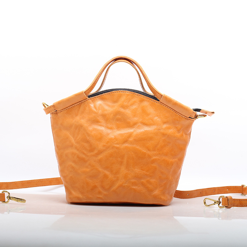 Leather capacious one-shoulder bag