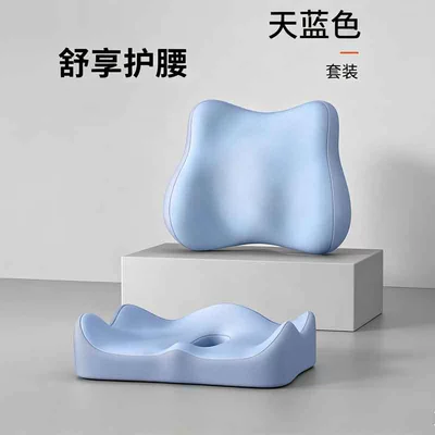 Waist support, Seat Cushion, Chair Cushion, Office Cushion - sky-blue-comfort-seriesdual-care-set-lumbar-support-seat-cushion