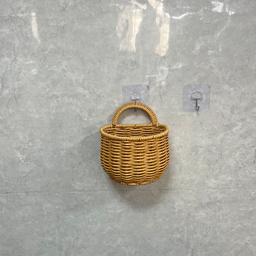 New Wicker Baskets for Kitchen Ginger Garlic Wall Hanging Basket Bathroom Shower Storage Rack Decorative Wall Decor