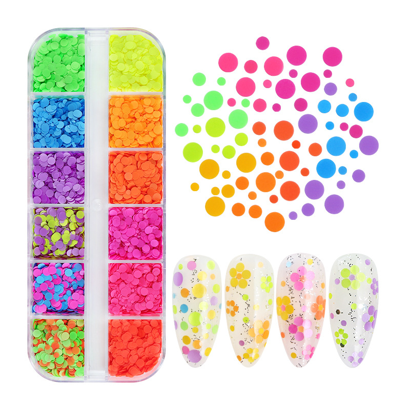 12-rejilla en caja de colores en forma especial lentejuelas mariposa amor flor estrella uñas DIY lentejuelas joyería al por mayor