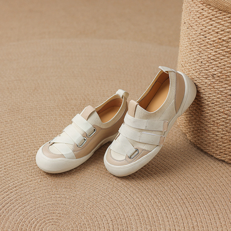 Giày sneaker nữ chunky đế dày da dê phối màu cao cấp — màu đen, màu trắng ngà chi tiết 60