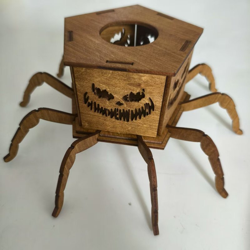 クロスボーダー新製品ゴーストハロウィンスパイダーミニランタン燭台装飾面白い装飾品木製工芸品|undefined
