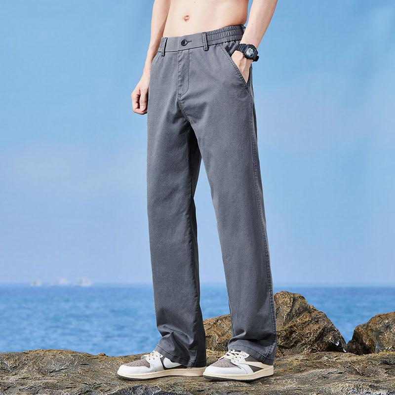 パンツメンズ 2025 夏新作テンセルデニムメンズパンツゆったり薄手ワイドレッグパンツ|undefined