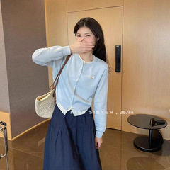 6106小李小设计撞色假两件针织开衫-不退换