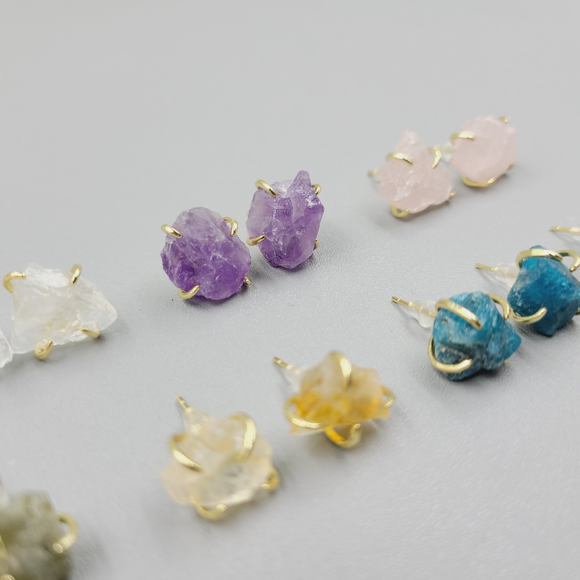 Simple Style Geometric Crystal Plating Ear Studs 1 Pair