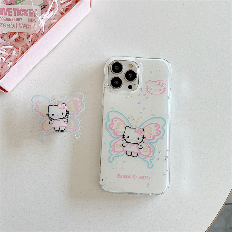 Girl ins brillo mariposa kt para iphone15 soporte 16ProMax funda para teléfono móvil Apple 13/14 nuevo
